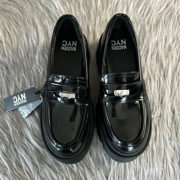 Madden NYC Platform Lug Penny Loafers Womens Size 6 Black Slip On Shoes Loafer - Picture 3 of 7